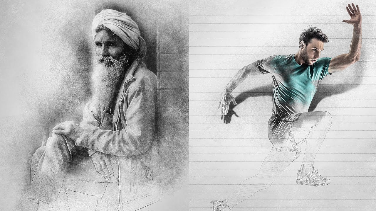 20 Photo to Pencil Actions for Photoshop Sketch  Drawing Effects   Design Shack