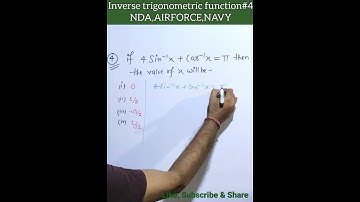 Inverse trigonometric function@4 for---- AIRFORCE,NAVY,NDA & others #Shorts_Inverse_trigo_function