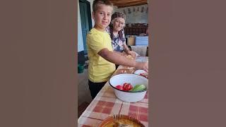 Grandma was teaching Eric how to make salad. What did we eat at Grandma's?