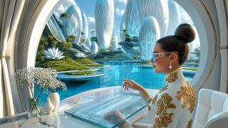 Celestial Lotus City 2500 | Peaceful Futuristic Ambient Music for Sleep, Relaxation & Focus | 4K screenshot 4