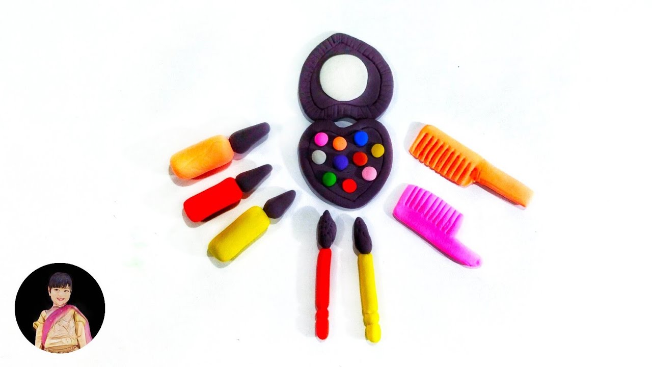 Diy How to Make Polymer Clay Miniature Makeup Set, Barbie Makeup Set, Mixing Clay Makeup YouTube