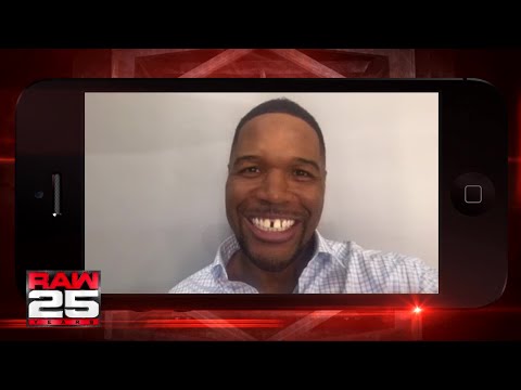 Michael Strahan gives a shout out to the WWE Universe for Raw 25