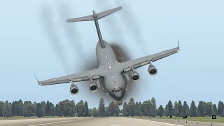Опасная Посадка, Когда Военный Самолет C-17 Подпрыгивает На Взлетно-Посадочной Полосе | Xplane 11