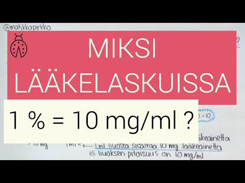 Lääkelasku/liuoslasku: Miksi pitoisuus 1 % = 10 mg/ml ? 🧪 (pitoisuus muunnin) // Matikkapirkko