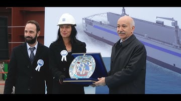 A 180-m long floating dock keel- laying ceremony for shipyard in Tallinn