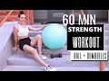 💪TONE & SCULPT FULL BODY / CHALLENGING! STABILITY BALL & DUMBBELL CORE-CENTERED STRENGTH WORKOUT