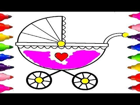 Drawing Coloring Pages Baby Boy Girl Carriage Learning Kids Colored