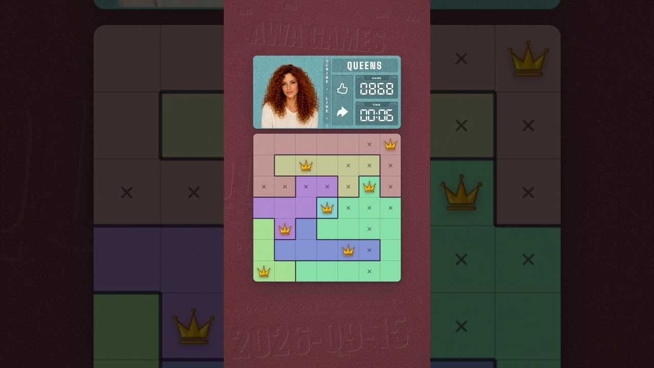 LinkedIn Queens #868 solved board for September 15, 2026, 7x7 grid