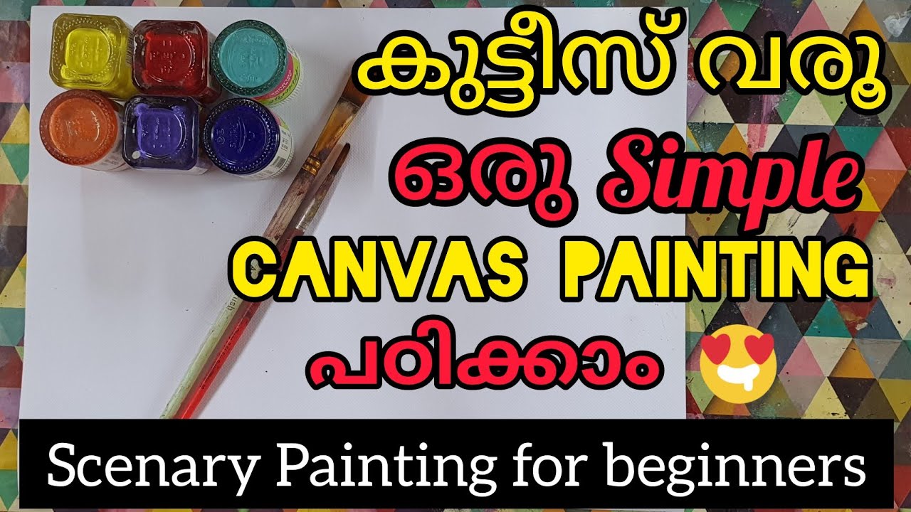 Simple canvas painting for Beginners and Kids/Scenery Painting tutorial