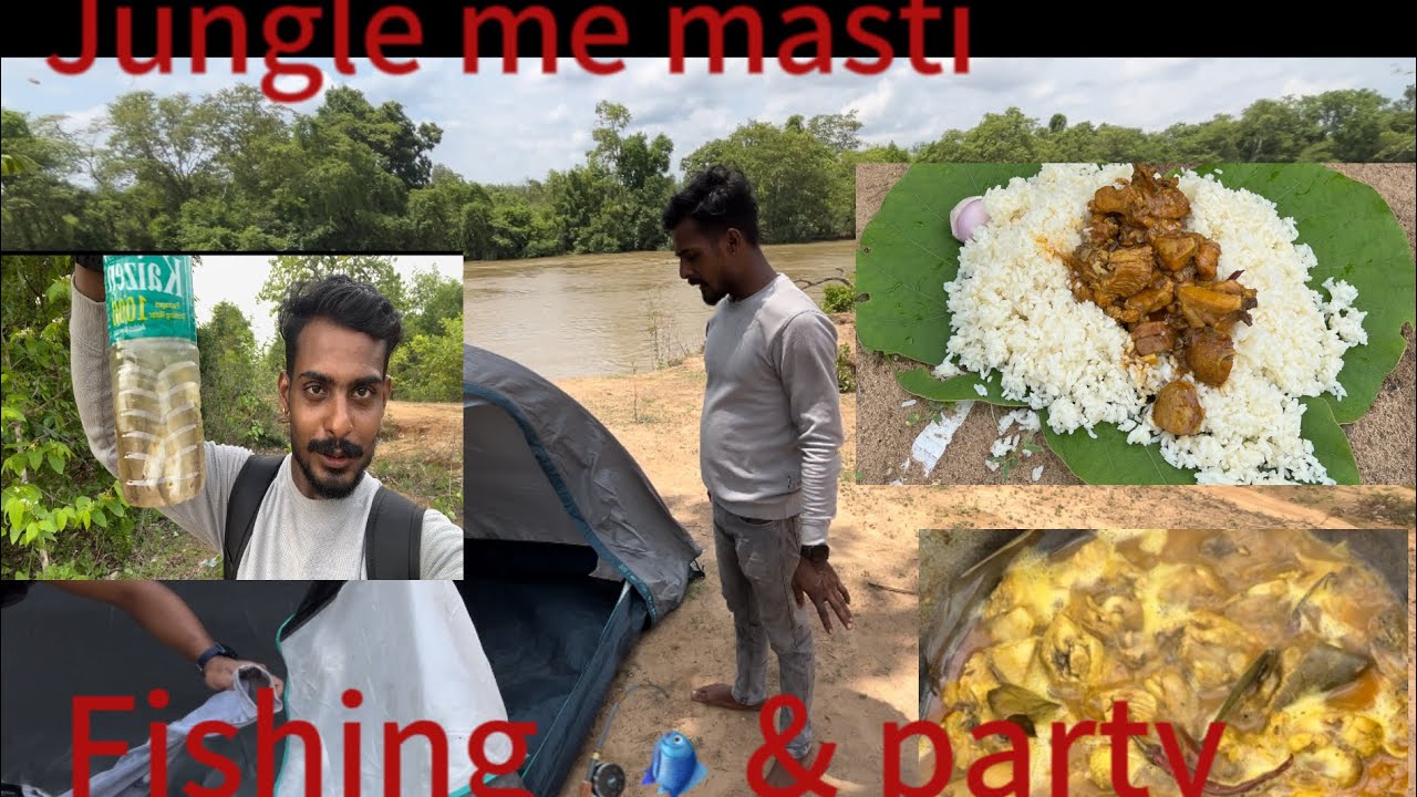Jungle me dost ke sath party or fishing 🎣 || net casting | chiken party | day camping |