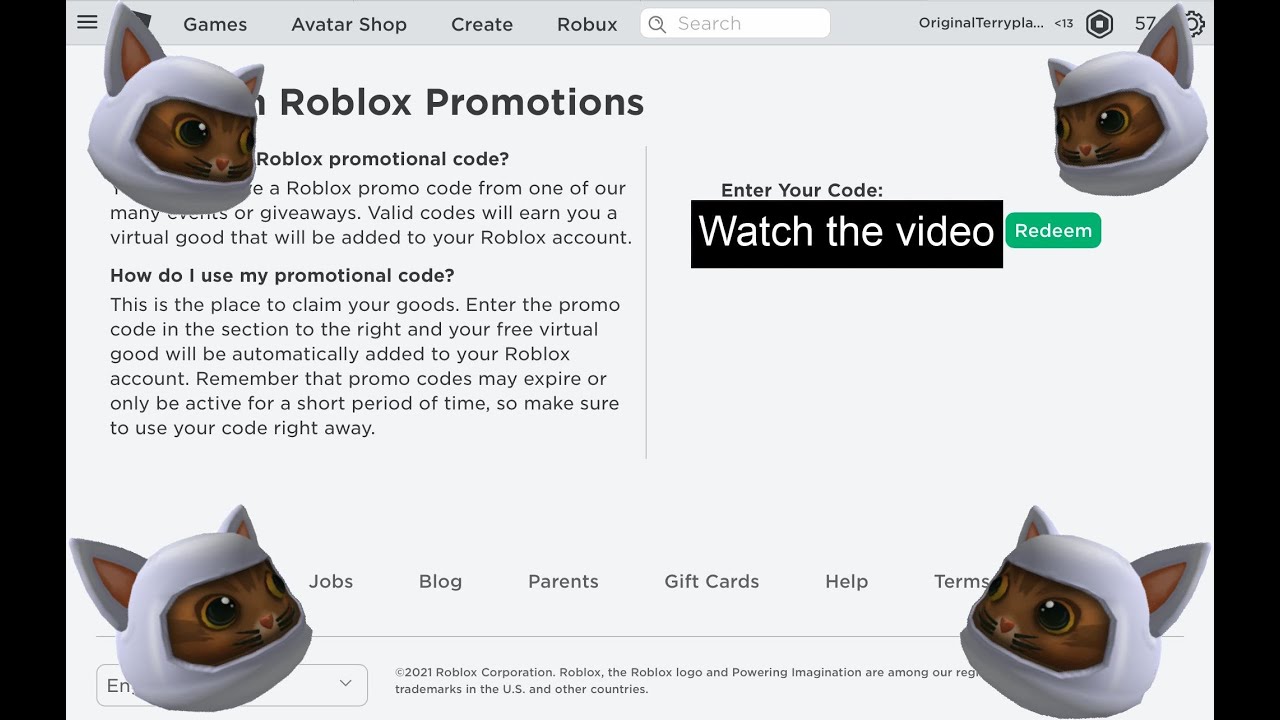Roblox Latest Cat Promocode 2021 YouTube