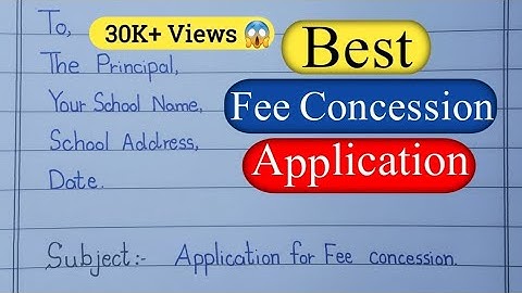 how to write an application to the principal for fee concession || Application for fee concession ||