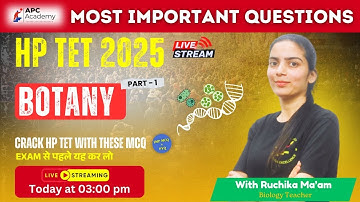 HP TET  || BOTANY || P - 1 Most Important Questions + PYQ #hptet2025 #apcacademy #hpbose #tet