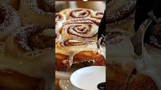 Giant Cinnamon Roll Cake with Cream Cheese Glaze  Soft Gooey Bakery Style Dessert 🍥✨ #foodreels