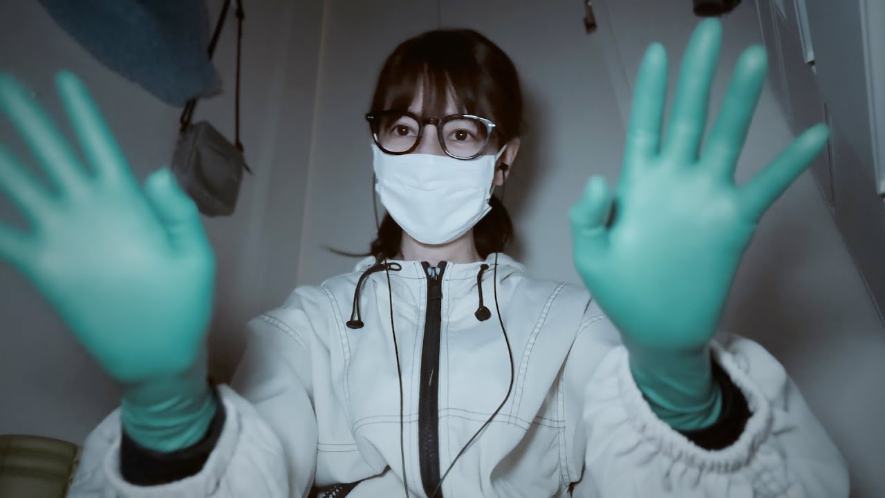 [ASMR] Массаж в ветровке / Хирургические резиновые перчатки