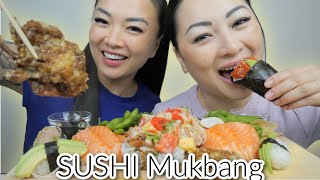 SUSHI Mukbang with SAS *Fancy Roll, Salmon Sashimi, Soft Shell Crab with Temaki Cone | N.E & SAS screenshot 2