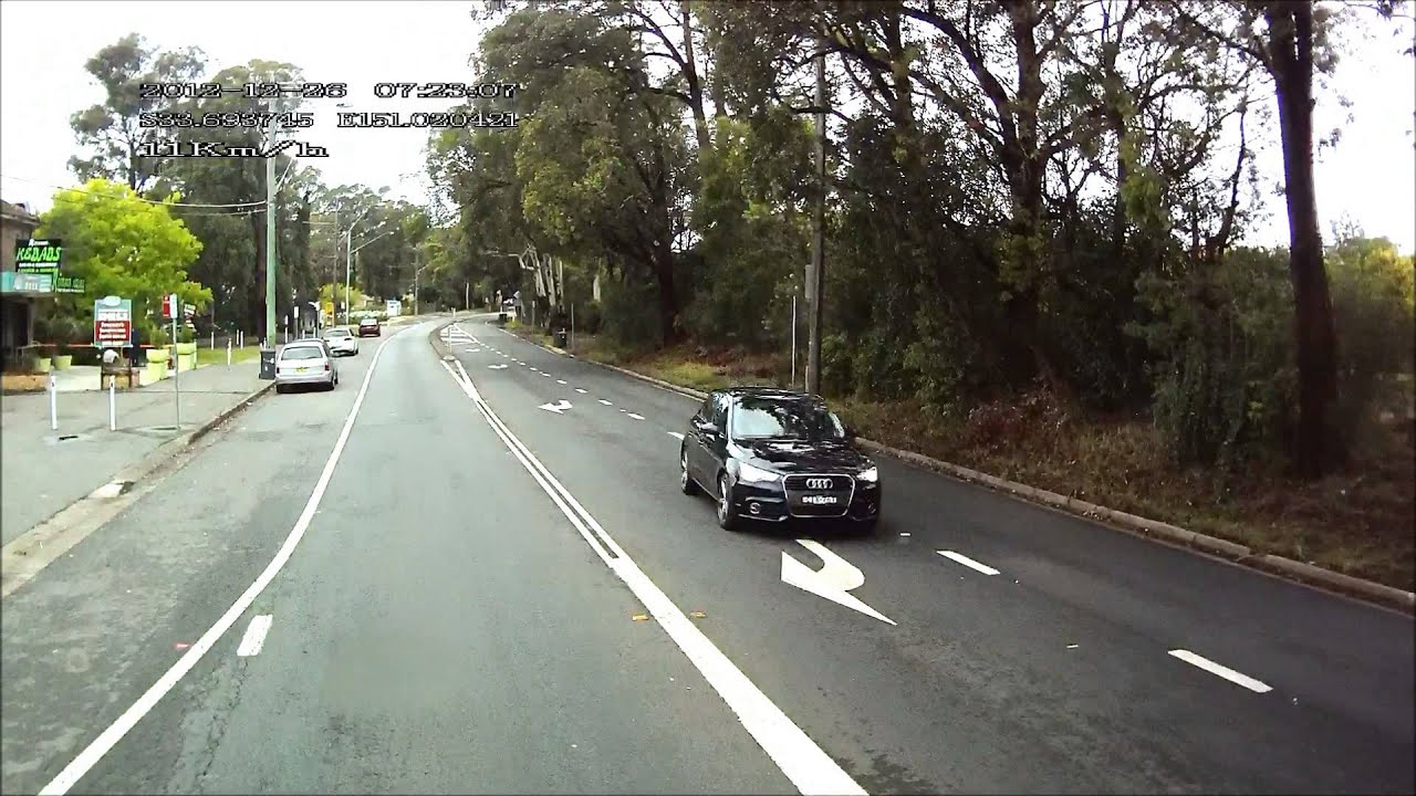 Audi illegal U turn double centre lines Round Corner/Dural NSW YouTube