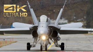 (4K) 4 McDonnell Douglas F/A-18C & D Hornet Swiss Air Force departure at Meiringen Air Base LSMM