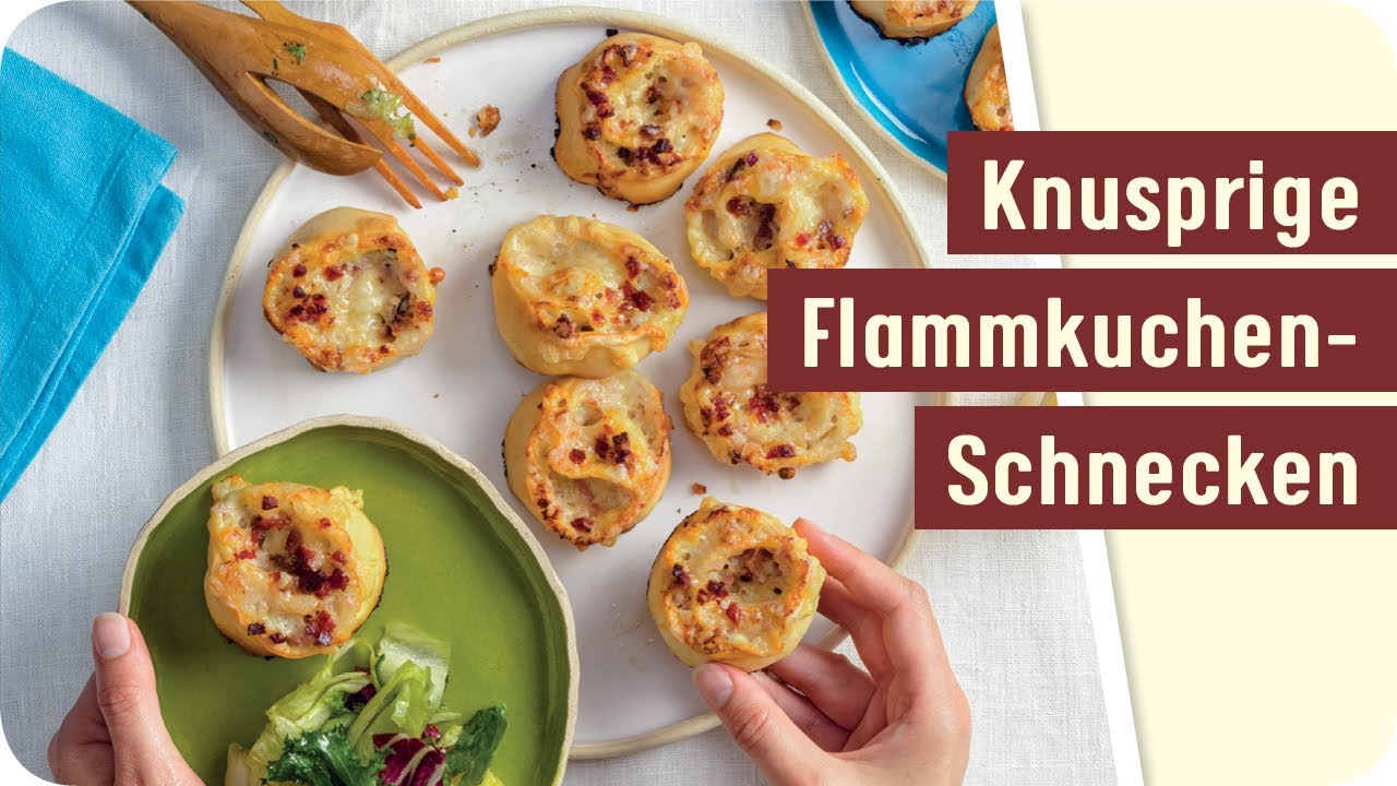 🐌 Flammkuchen-Schnecken | Schnelle Fingerfood Idee 🍴