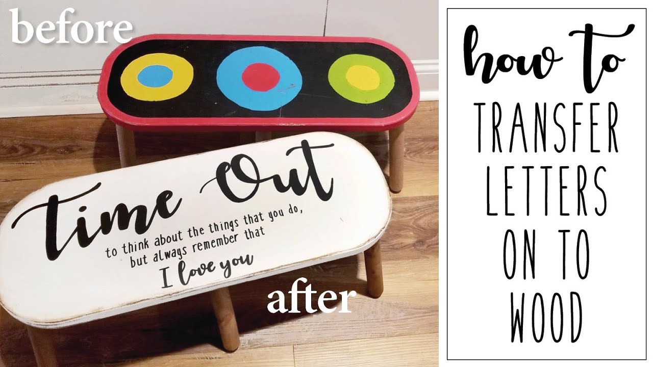 WORK WITH ME • How I transfer letters & designs onto wood • Upcycle a kids bench