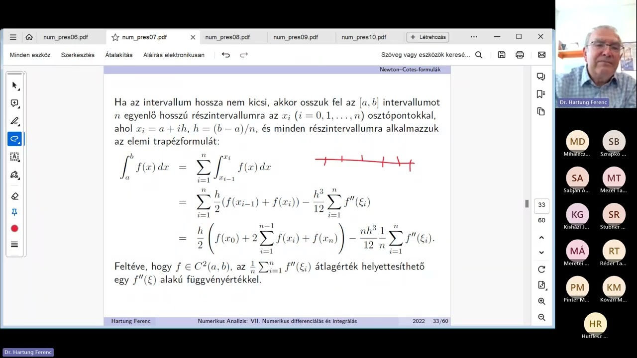 Numerikus analízis 7. Numerikus integrálás, 8 Minimumkeresés 2024