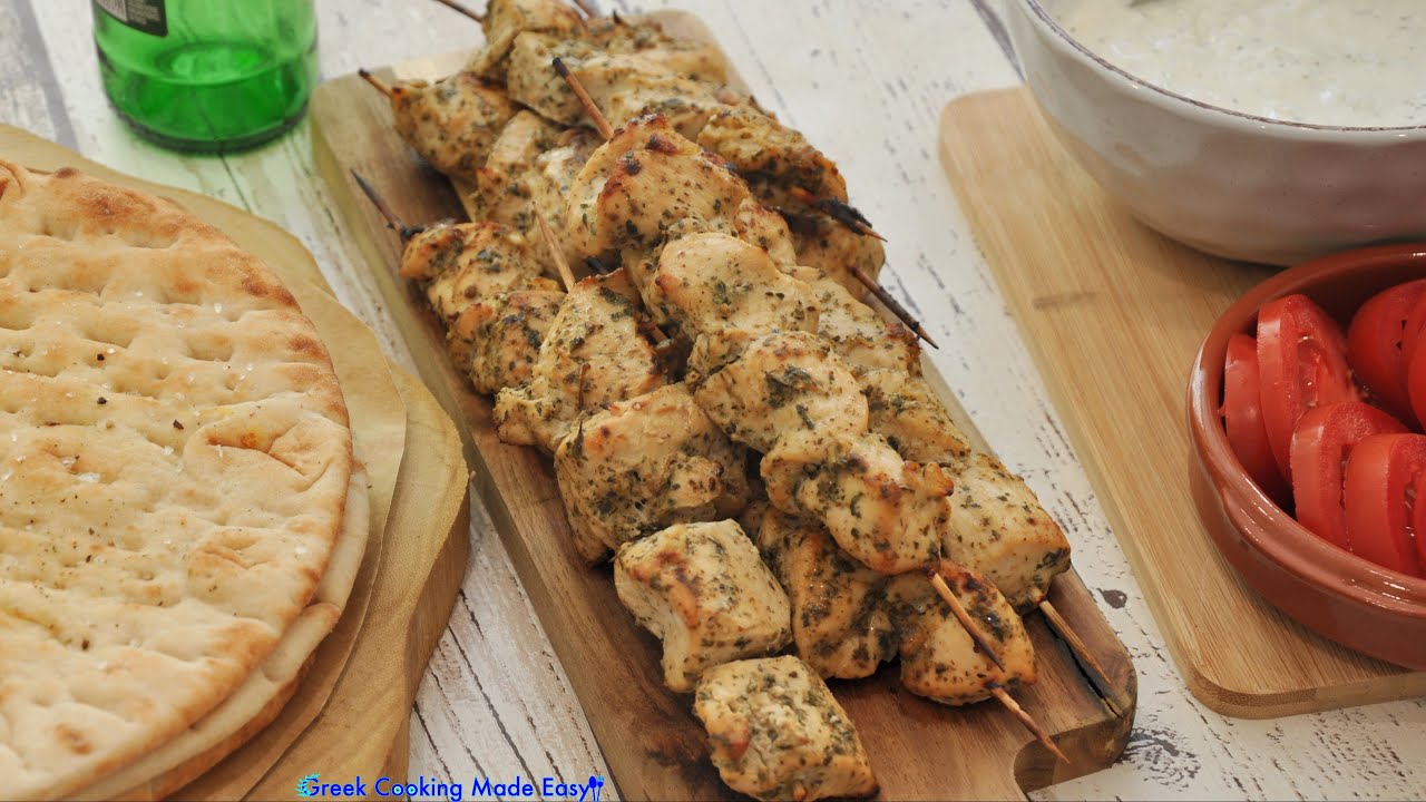 Greek Chicken Souvlaki Skewers - Καλαμάκια Κοτόπουλο Σουβλάκι | Greek Cooking Made Easy