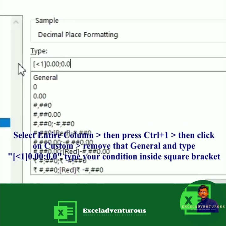 How to format decimal places on a conditional basis in excel youtube
