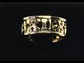 handmade 18KT gold ring perforated band whit name