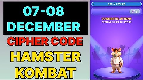 Hamster Kombat Daily Cipher | Hamster Kombat Daily Cipher Today 07 December | Hamster Kombat Cipher 