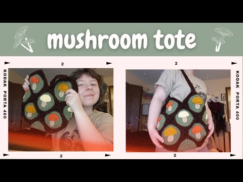 Crochet Mushroom Tote Bag - Tutorial Included! (NOT MY PATTERN)