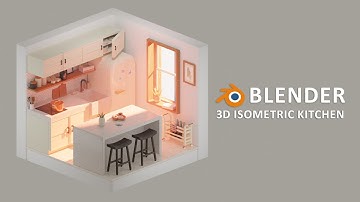 3D Isometric Kitchen - Blender Timelapse