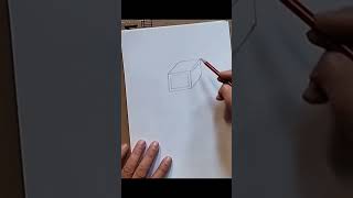 رسم سهل لصندوق ثلاثي الابعاد 3D drawing
