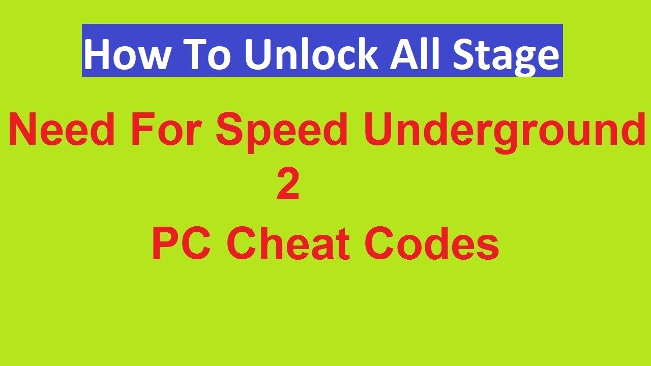 How to PC Cheats Guide Need for Speed Underground 2