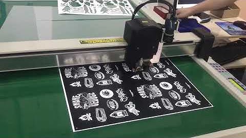 Offset vinyl sticker label die cut AOKE CNC flatbed decal tag sample cardboard box cutter plotter