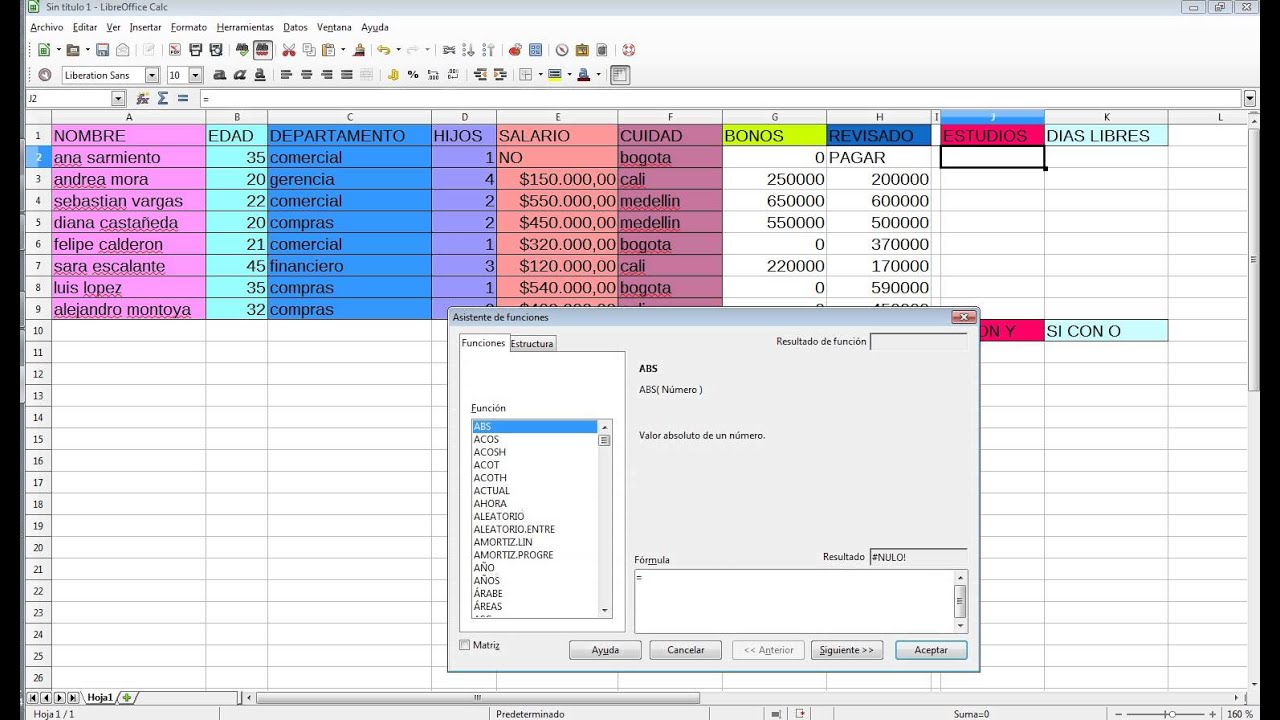 Resultado de imagen para funciones anidadas de calc