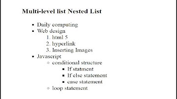 ADVANCED WEB DESIGNING(CSS) || Lists In HTML || Multilevel Nested List