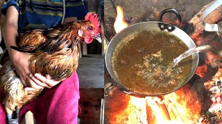 Local Chicken 🐓 Soup curry for Dinner || Nepali Natural Village Cooking ||