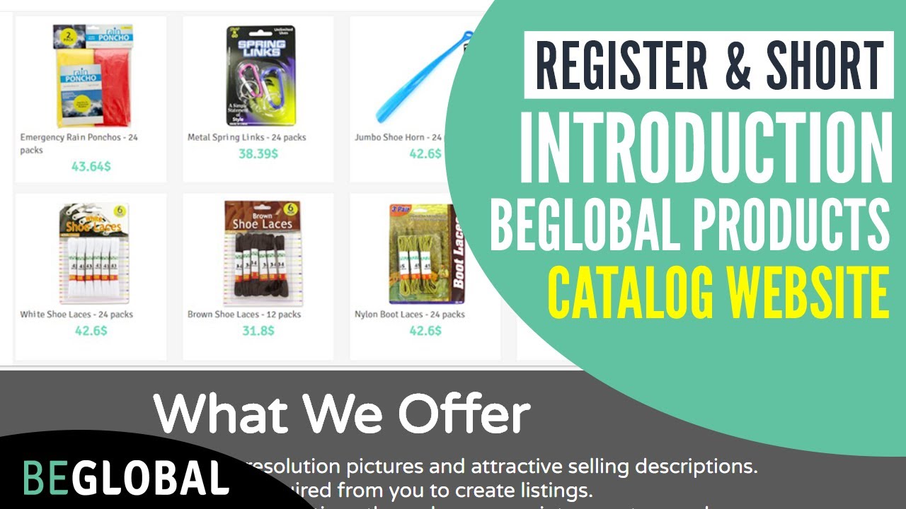 Register & short introduction to the beglobal products catalog website ...
