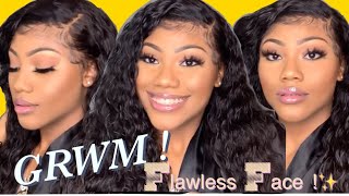 GRWM! How To: Flawless Glowy Makeup Tutorial/ Curly Hair Maintenance