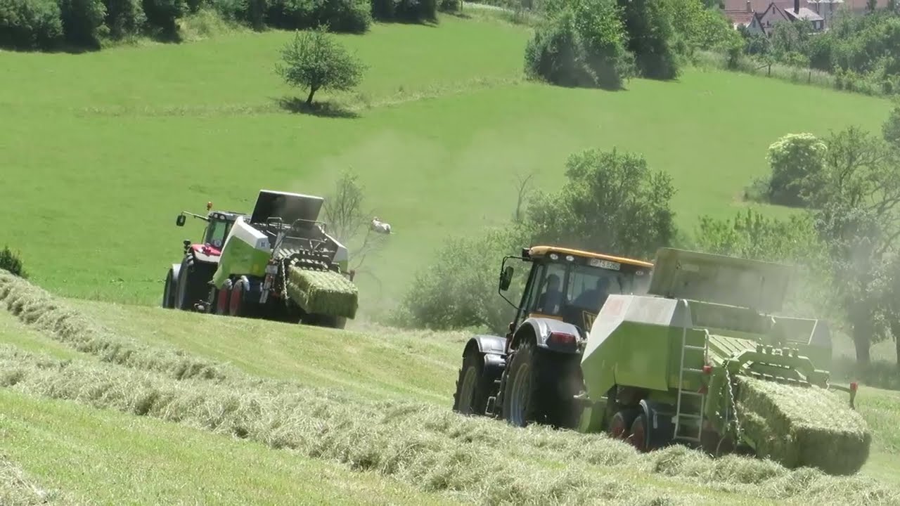 Quaderballen pressen im Doppelpack / Massey Ferguson / JCB / Claas / Lohnunternehmen Stefan Schimo