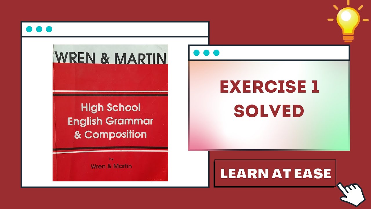 Solved Exercise 01 High School English Grammar by Wren & Martin YouTube