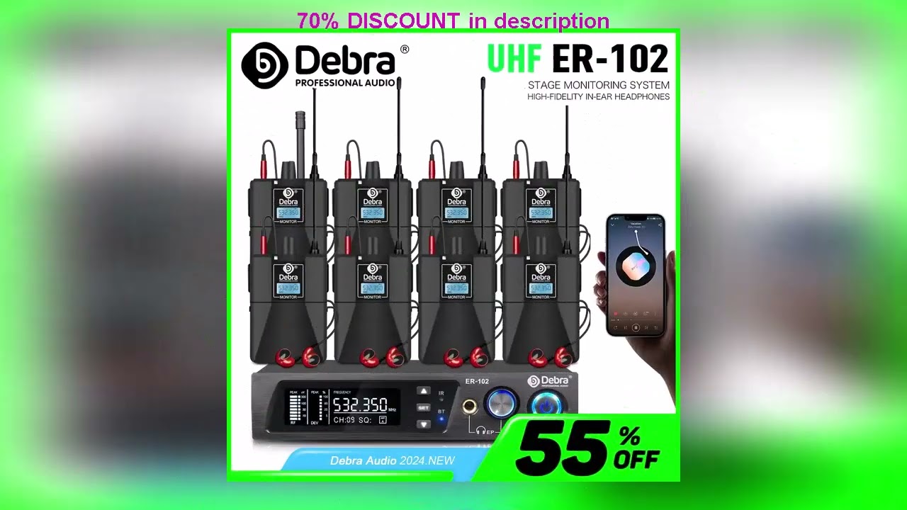A must-have product! Debra Wireless IEM UHF ER102 in Ear Monitor System Singal Channel With Multip