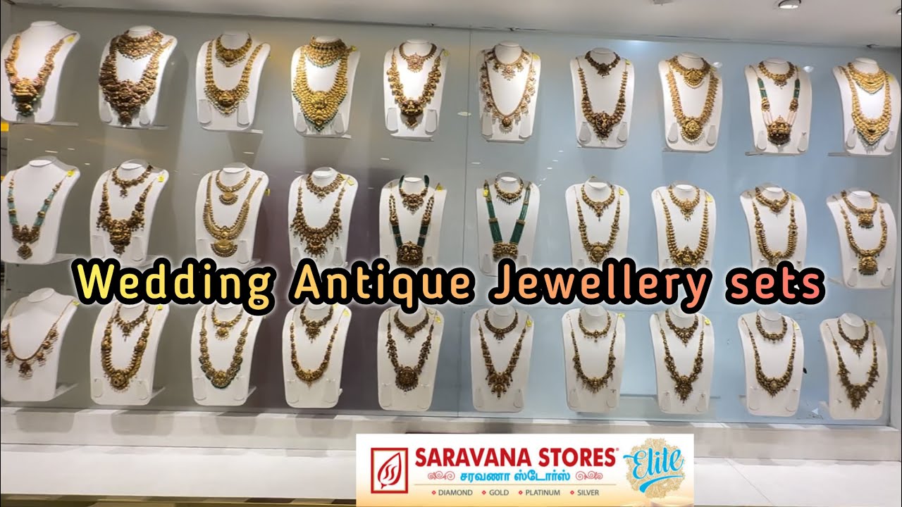 45 Grams wedding Antique Jewellery Necklace Haram Statement New Designs 🌟Saravana Elite Gold