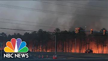 WATCH: Videos Show Rare New Jersey Forest Fire Burning Near Highways, Towns | NBC News NOW