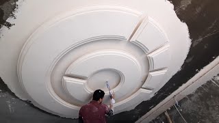 شرح سقف معلق بيت نور مع دائرتين  Handmade gypsum ceiling decoration 2021