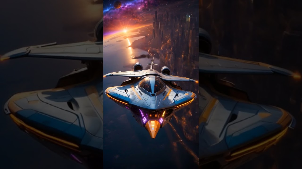 Spaceship Moving In Outer Space 