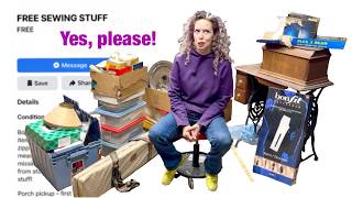 It was just supposed to be ONE box...! Facebook Marketplace Free Sewing Stuff Haul! 🪡🧵✂️