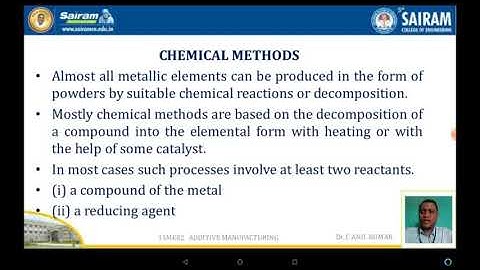 LECTURE VIDEO _ 15,ME82 _ MODULE  3_ CHEMICAL METHODS OF POWDER PRODUCTION_ Dr C ANIL KUMAR