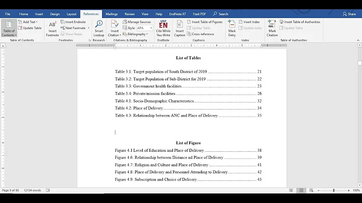 Easiest way to Create List of Tables and Figures