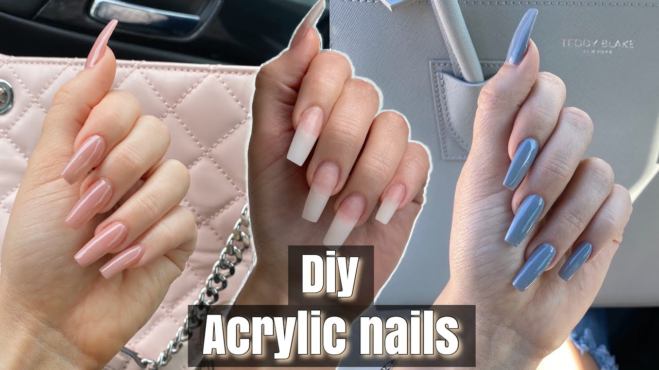 Doing my own acrylic nails at home DIY affordable - YouTube